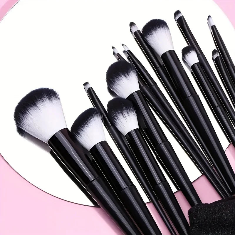 13-Piece Makeup Brush Set with Travel Bag - Synthetic Face & Eye Brushes