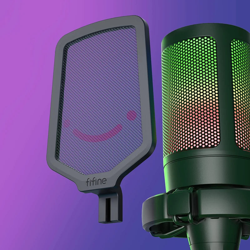 Gaming USB Microphone with Pop Filter Shock Mount & Gain Control for Streaming