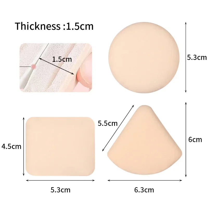 Multi-Shape Makeup Powder Puffs Set - Soft Cotton Candy Sponge Applicators for Dry & Wet Use