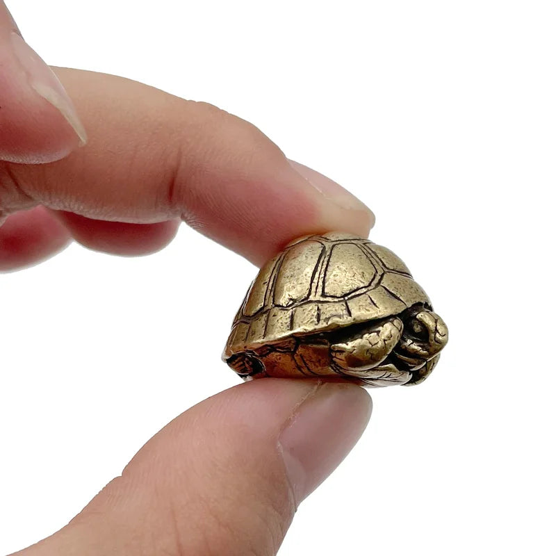 Brass Feng Shui Turtle Figurine Desktop Decor Tortoise Statue Home Office Ornament