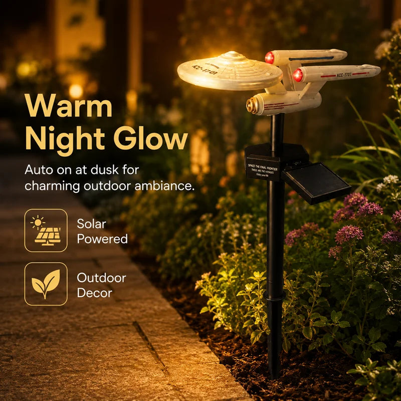 Star Trek USS Solar Spaceship Garden Light Outdoor LED Stake Lamp Sci-Fi Yard Decor