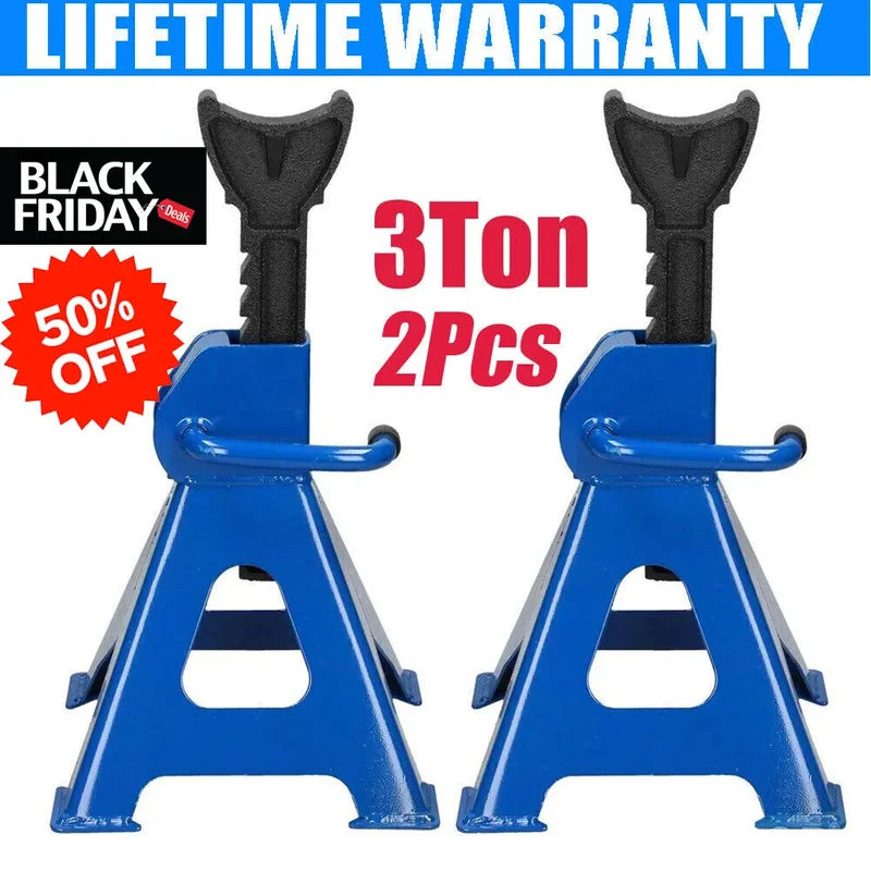 Heavy Duty 3 Ton Car Axle Stands Set - Support Lift for Vehicles, Garage & Workshop