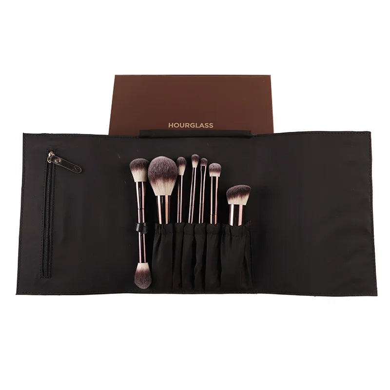 7Pcs Makeup Brush Set with Cosmetic Bag - Powder Blush Foundation Eye