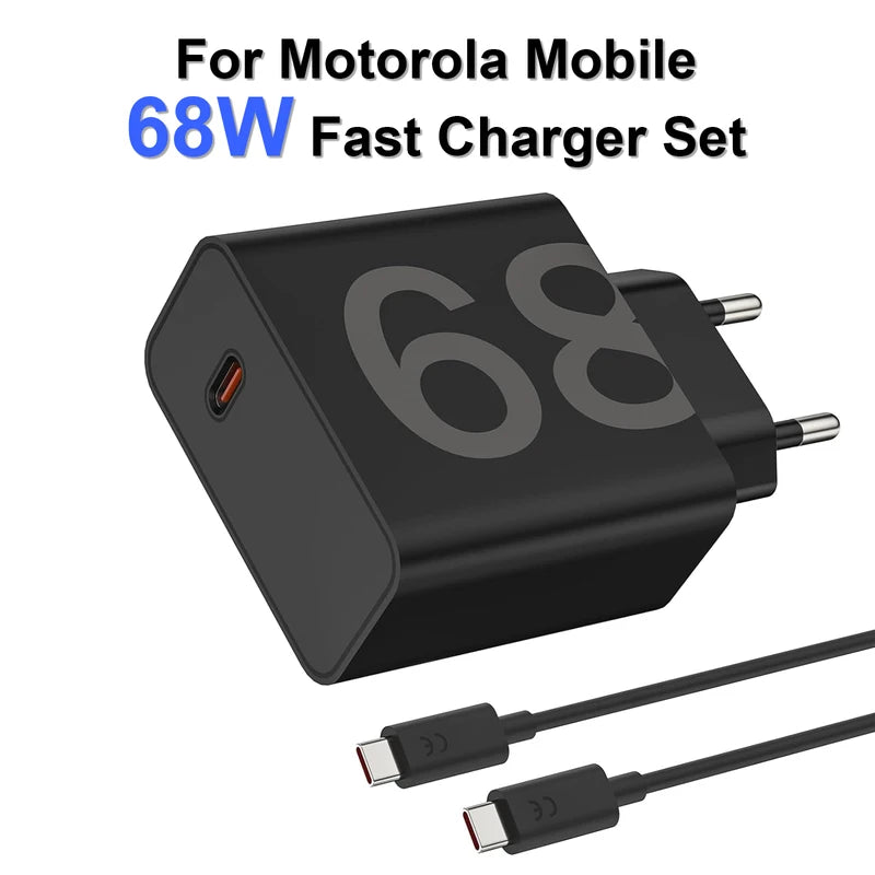 68W USB-C Fast Charger with Cable for Motorola Edge Series & More
