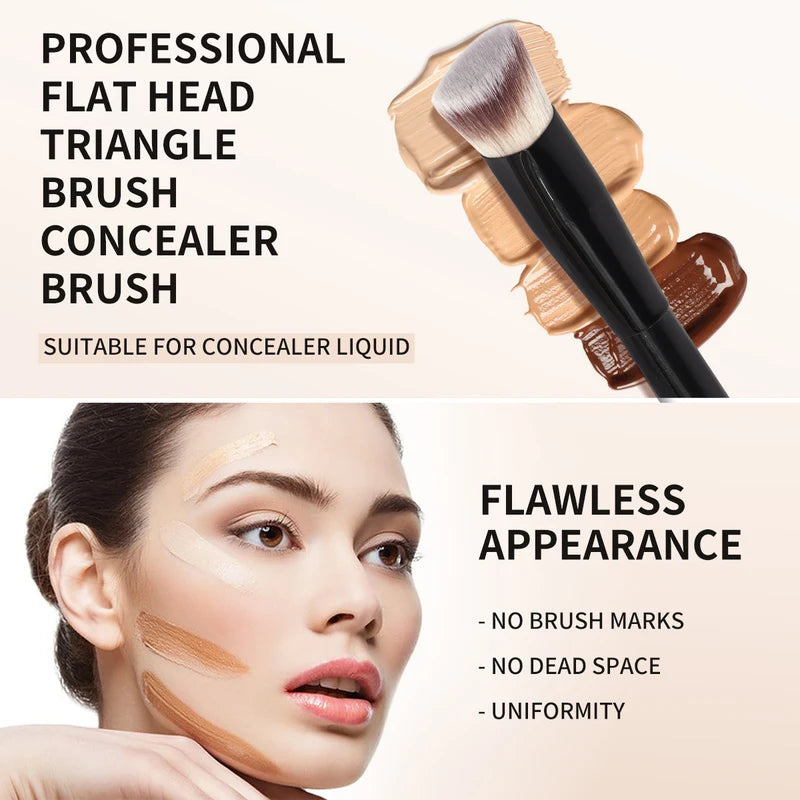 2Pcs Makeup Brush Set for Foundation, Concealer & Contouring - Synthetic Hair