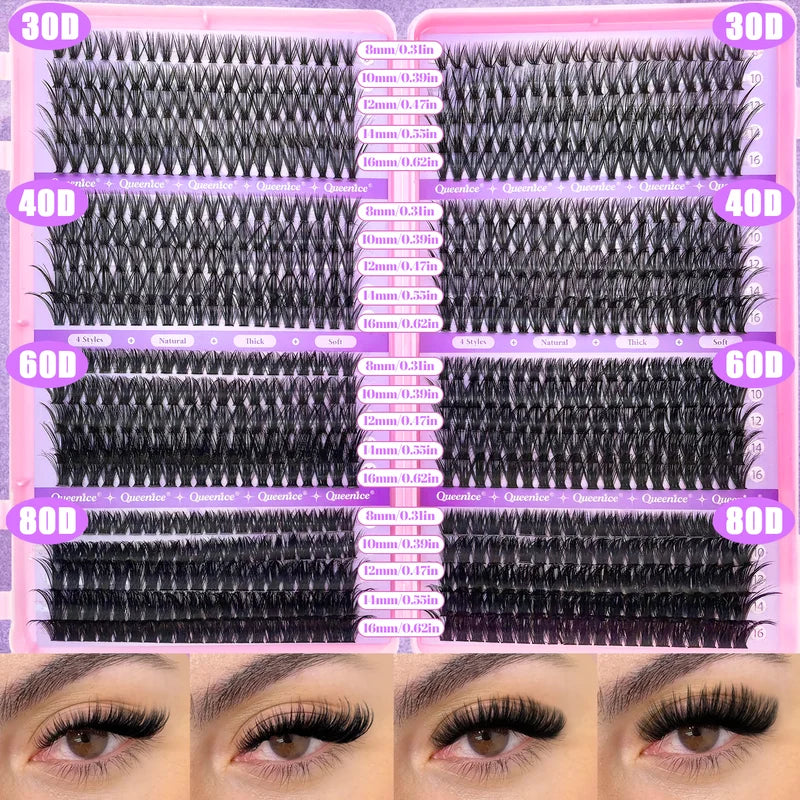 DIY Eyelash Cluster Fluffy Lash Extensions Set with Mixed Tray