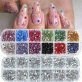 Silver Rhinestone Nail Art Kits with Colorful Rhinestone Cases - for Makeup & Nails