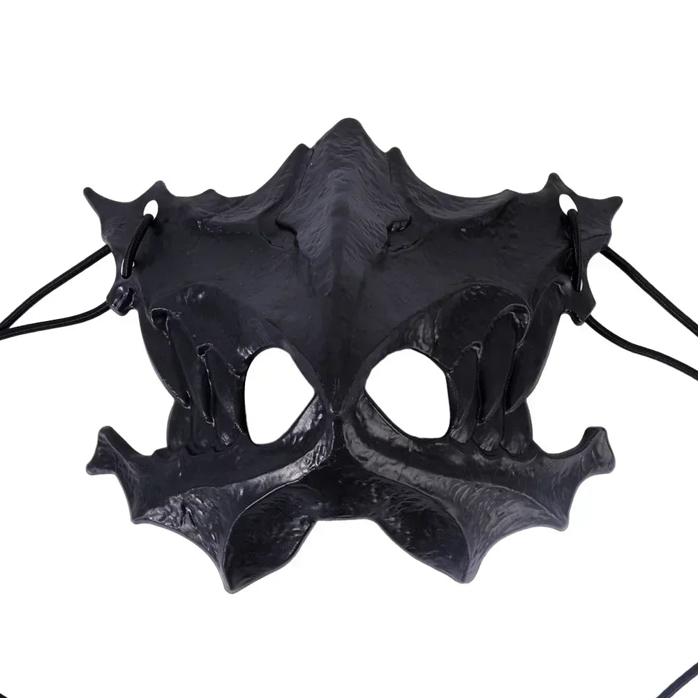 Scary Halloween Skull Mask with Long Teeth & Demon Skeleton Half Face Cosplay Mask