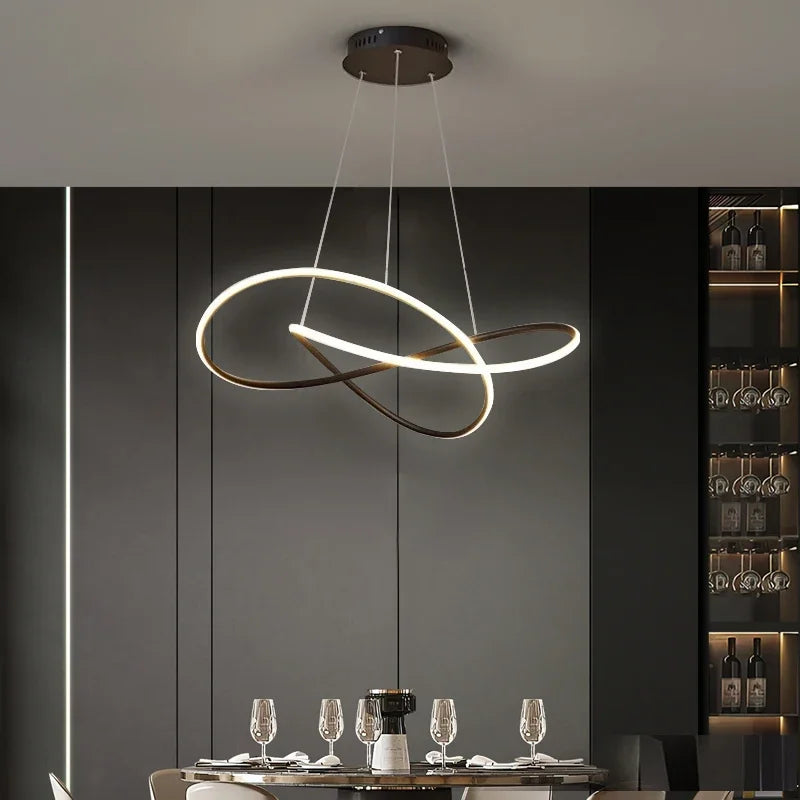 Modern Geometric Pendant Light Fixture for Living Room & Dining Room - Adjustable LED Chandelier