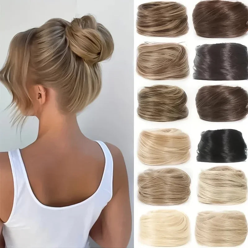 Human Hair Bun Ponytail Hairpiece for Women - Natural & Colorful Variants