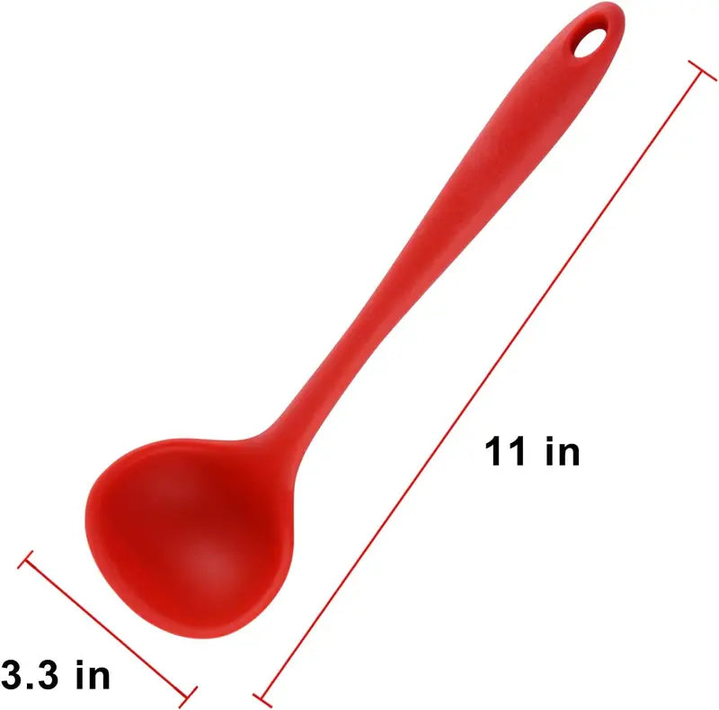 Large Silicone Soup Ladle with Long Handle Nonstick Heat Resistant Kitchen Utensil