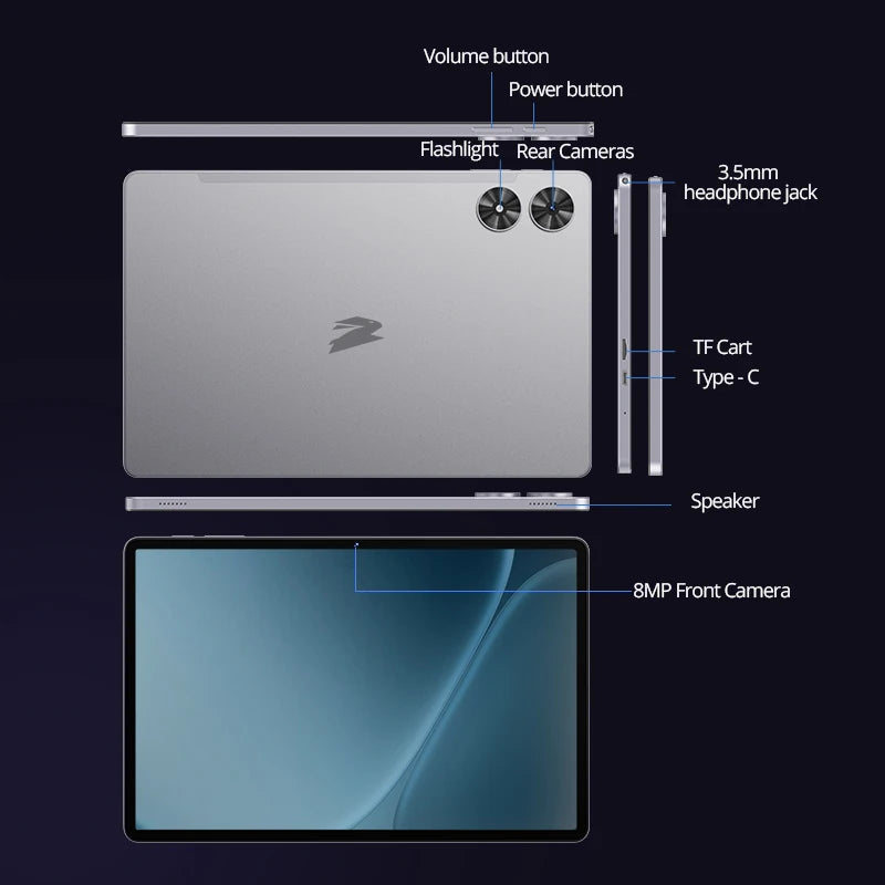 10.95 Inch Android Tablet with 90Hz HD IPS Screen 128GB Storage 4GB RAM