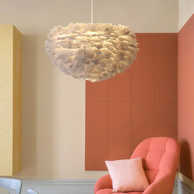Feather Pendant Lights for Children's Bedroom Living Room - Chandelier Lighting