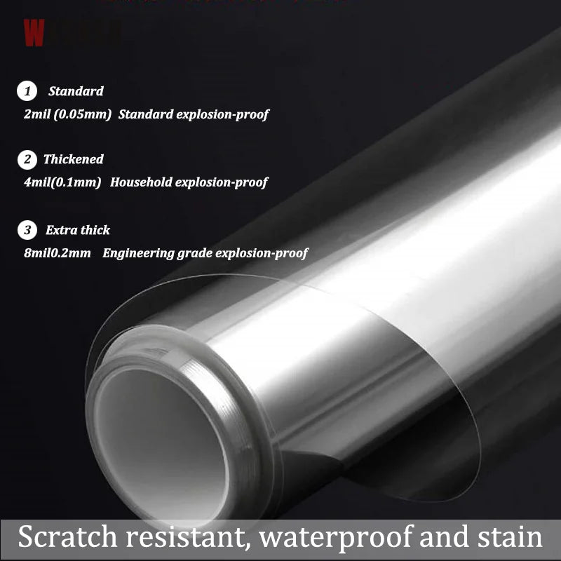 Clear Window Security Film - Anti Shatter Glass Safety Protection for Home & Office