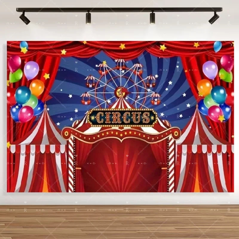 Circus Tent Backdrop for Party & Photography Carnival Night Theme Decoration