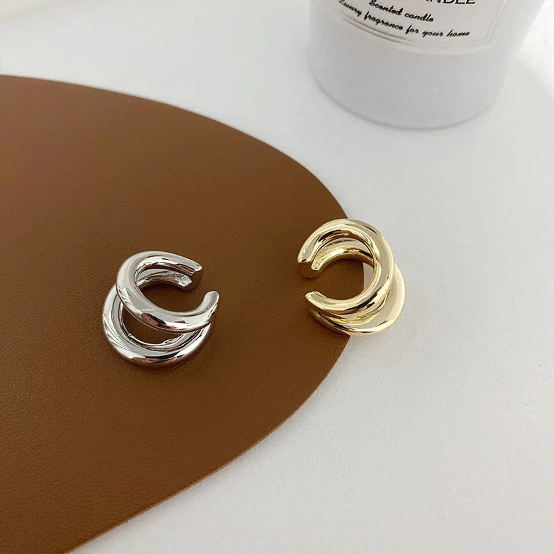 Fake Ear Cuff Double Circle Faux Earrings for Women & Men – Vintage Hiphop Jewelry