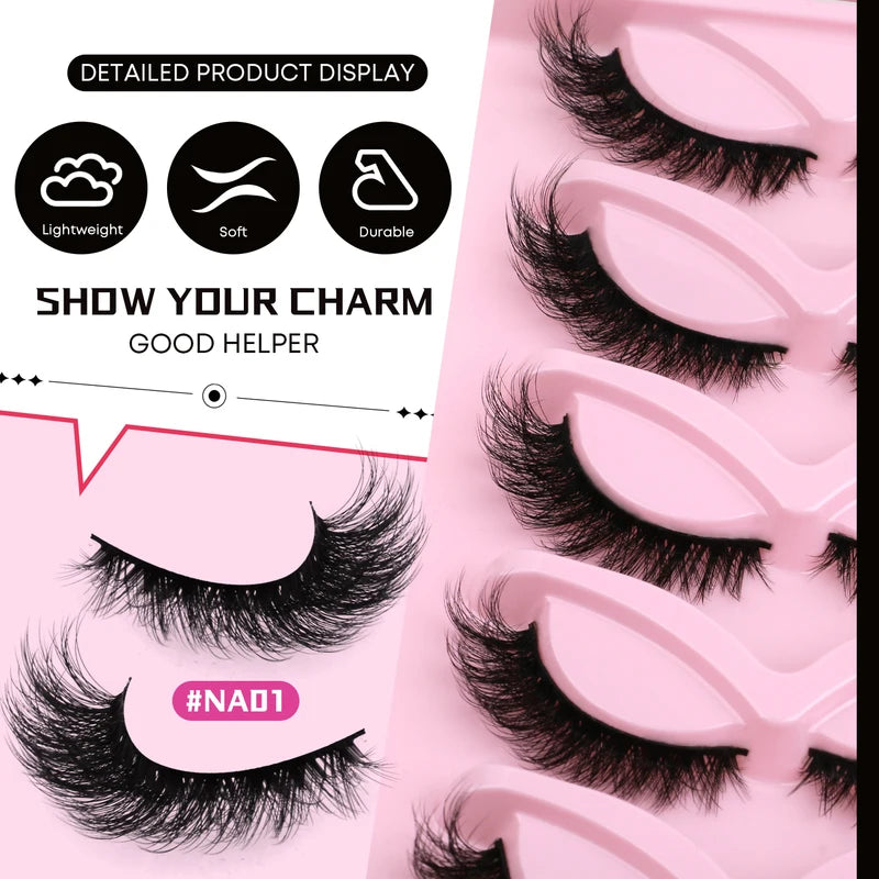 False Eyelashes Cat Eye Fluffy Natural Look Winged Effect Cruelty-Free Faux Mink