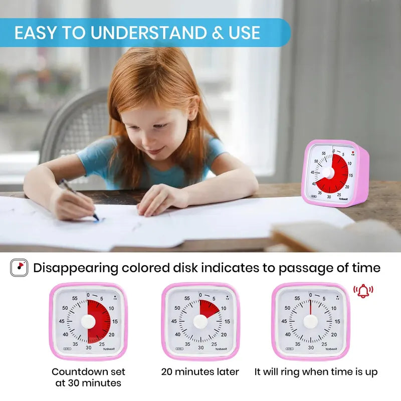 Visual Timer with Protective Case Silent Countdown for Kids - 60 Min