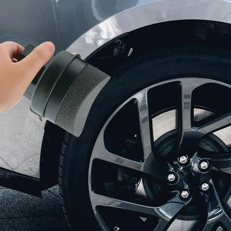 Reusable Car Tire Wax Applicator Sponge with Lid - Curved Detailing Tool