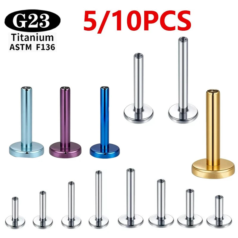 Labret Rod Internal Thread Titanium Nose & Tragus Piercing Jewelry 16G-14G