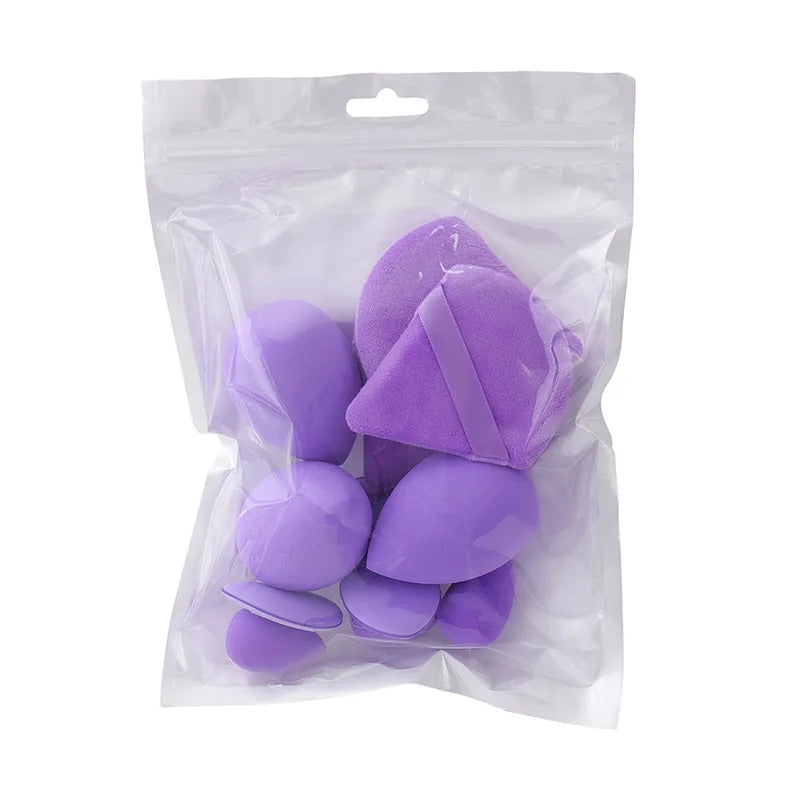 12Pcs All-Purpose Makeup Sponge Set with Dual-Use Beauty Egg & Powder Puffs