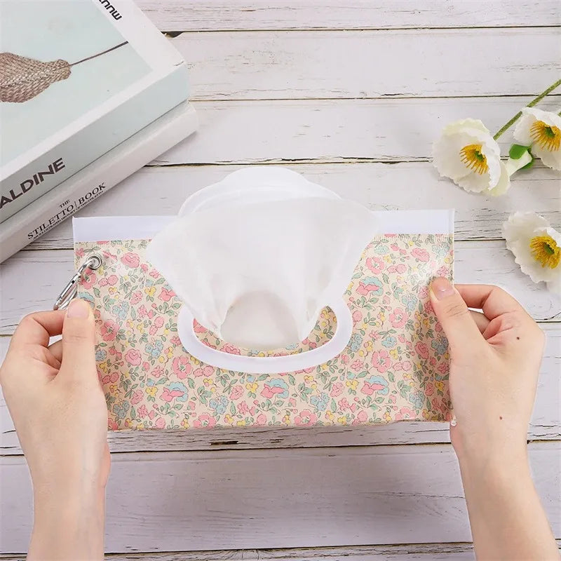 Portable Waterproof Baby Wipe Pouch with Flip Cover & Strap Reusable Case
