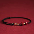 Handwoven Rope Imitation Cinnabar Pendant Bracelet for Women Lucky Red Chinese Knot Jewelry Gift