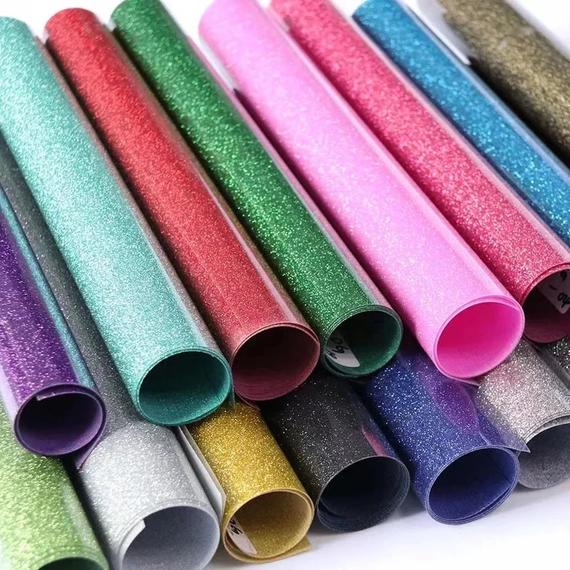Heat Transfer Glitter Vinyl Sheet for Clothing and Fabric 12x10 Inch - Easy Cut, High Elastic HTV