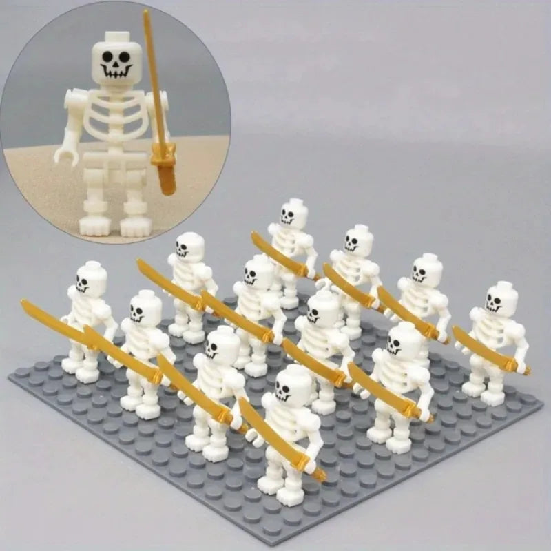 Halloween Skeleton Building Blocks Set - Mini Ninja Bone Figures for Kids