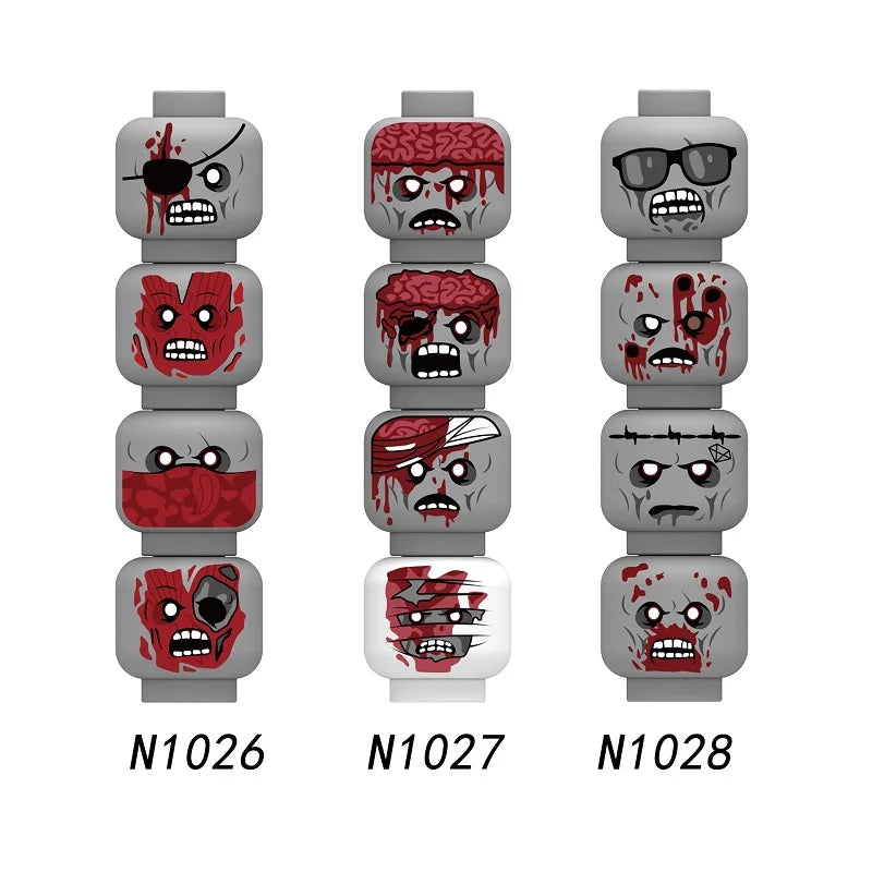 Zombie Skeleton Monster Face Building Blocks Toy Set for Kids - Multiple Colors