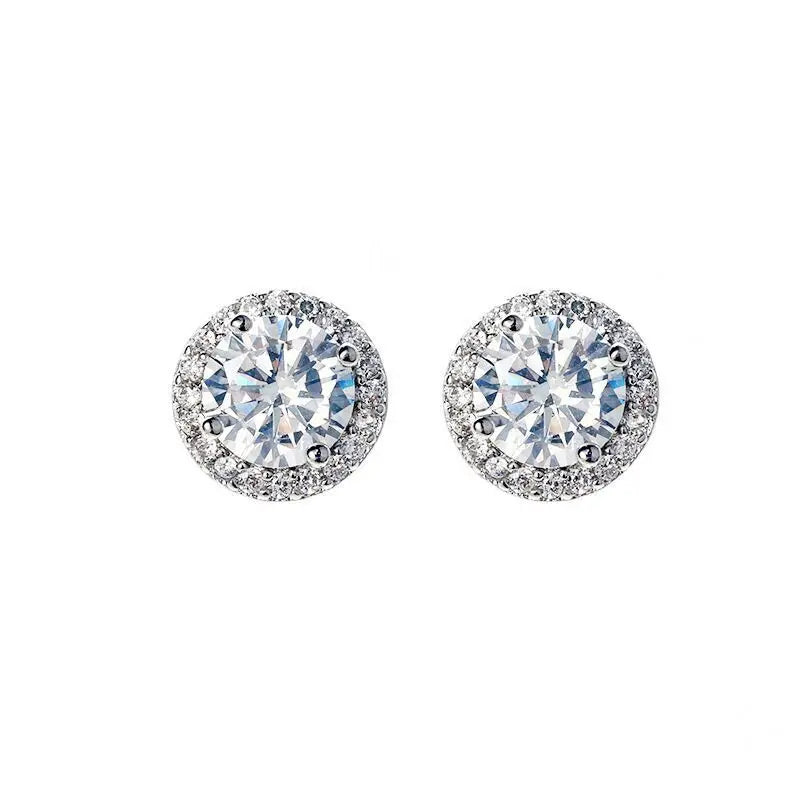 Sterling Silver Crystal Stud Earrings for Women Wedding Party Jewelry Gift