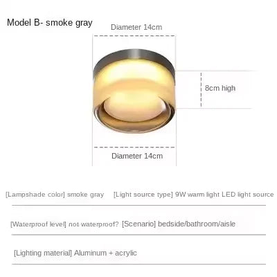 Modern LED Wall Lamp for Living Room Amber Jelly Decor Wall Sconce Smoke Grey
