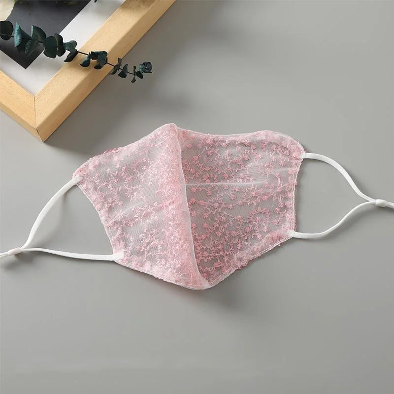 Reusable Breathable Face Mask with Lace Design - Multiple Colors, Cosplay & Outdoor Use