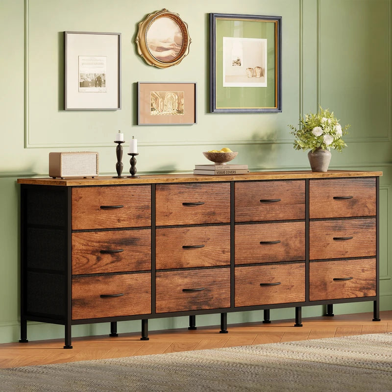Fabric Cabinet with 12 Drawers for Living Room & Bedroom Storage - Large TV Console & Closet Chest