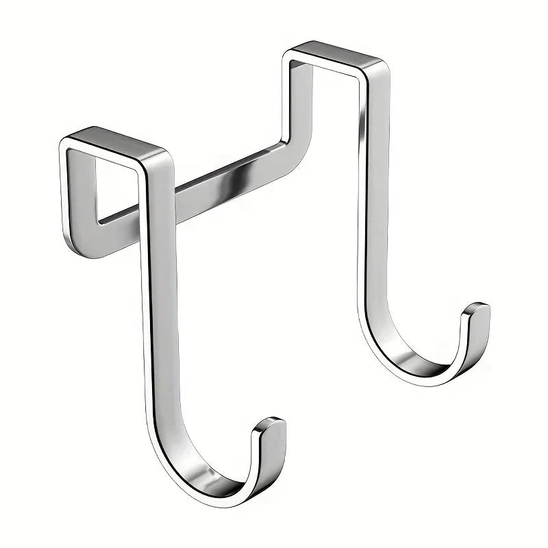 Heavy Duty Stainless Steel Over Door Hooks - Brushed Finish Double S Shape Hooks for Bathroom Kitchen Bedroom