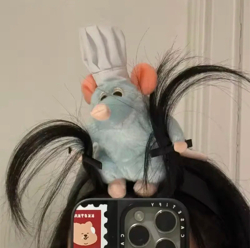 Cute Cartoon Ratatouille Plush Headband with Wide Brim Hair Clip for Kids & Women