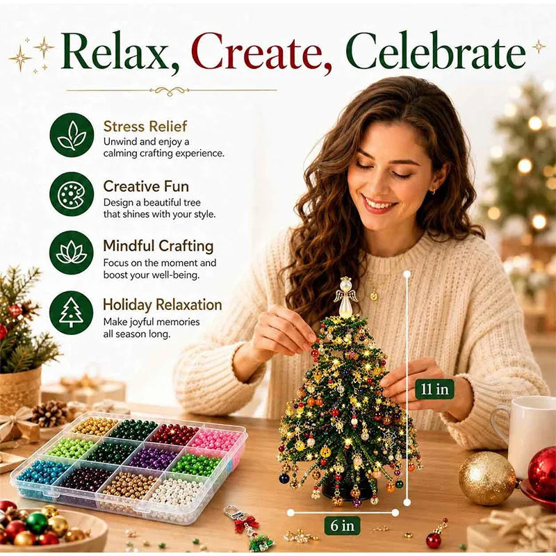 DIY Beaded Christmas Tree Kit - Handmade Holiday Decor & Craft Supplies