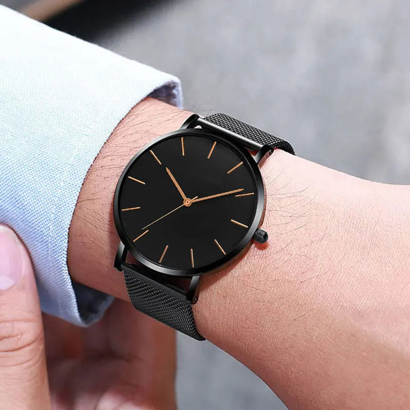 Minimalist Ultra-Thin Couple Mesh Watch Set - Fashionable Men's & Women's Quartz Watches