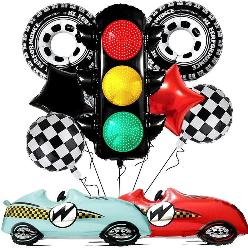 Race Car Party Decorations Balloon Kit - Traffic Light Checkered Tire Kids Birthday Supplies