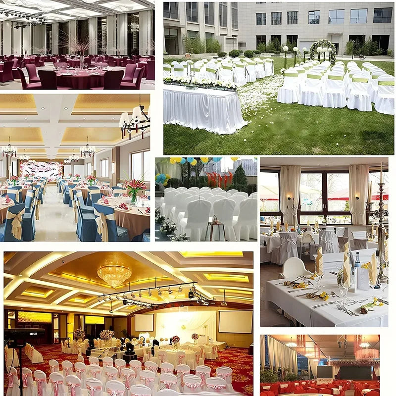 Pleated Spandex Chair Cover 50/100pcs Hotel Banquet Wedding Seat Protector