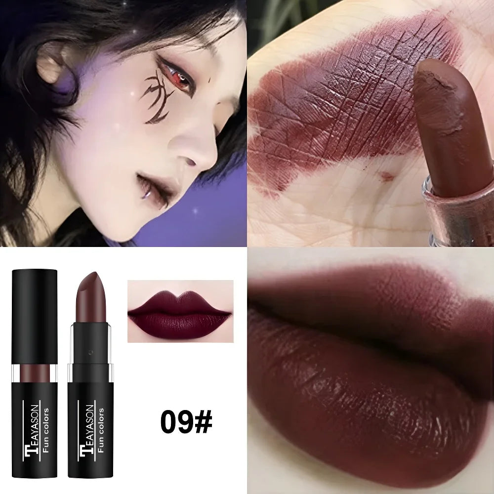 12 Colors Matte Lipstick Set - Waterproof Long-Lasting Nude & Dark Shades