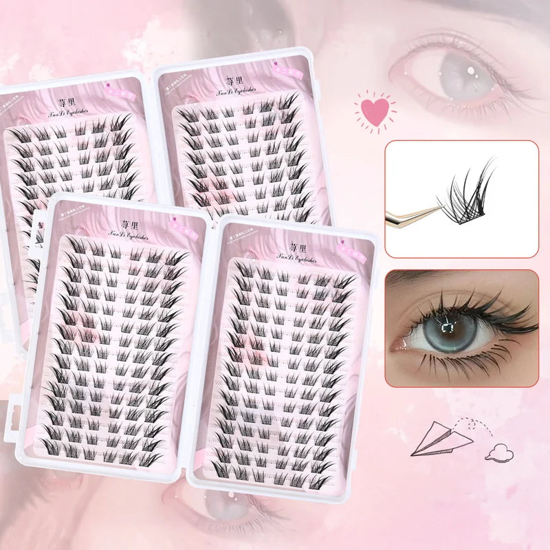 3D Wispy Fluffy Fake Eyelashes Cluster for Natural Eye Makeup DIY Lash Extension