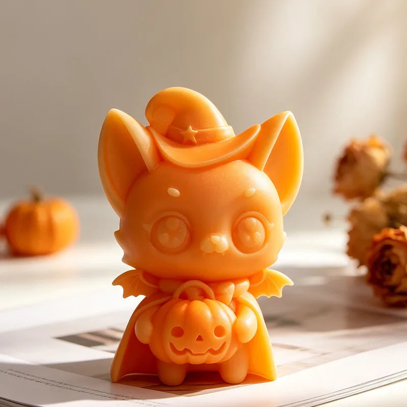 Halloween Pumpkin Bat Silicone Mold for Candle Making & Crafts - DIY Plaster Casting
