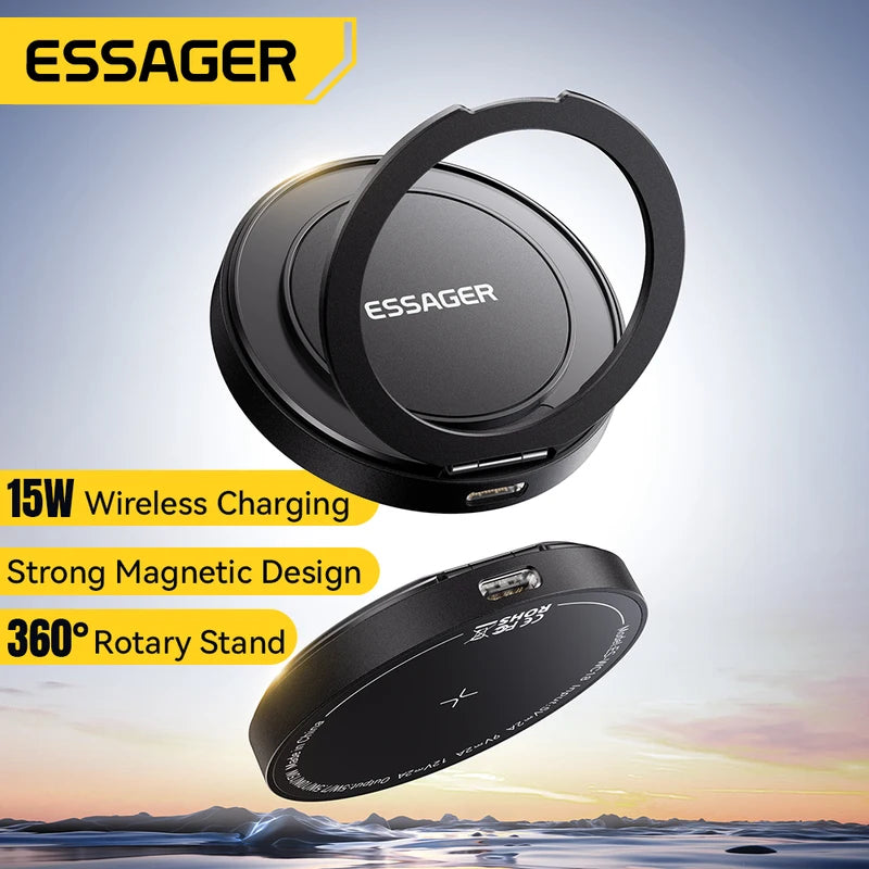 Magnetic Wireless Charger 15W Fast Charging Pad Stand for iPhone & AirPods