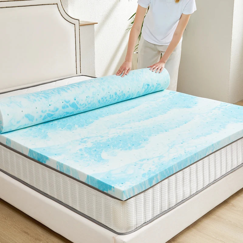 Queen Size Gel Memory Foam Mattress Topper - Thick Cooling Bed Topper for Comfortable Sleep
