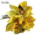 Autumn Artificial Orchid Flower Bouquet - Silk Faux Flowers for Wedding & Home Decor