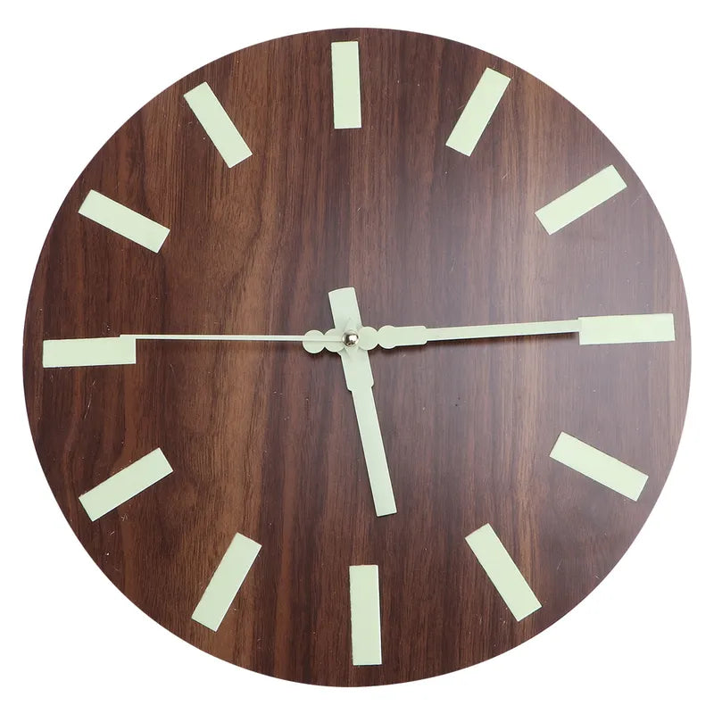 Wooden Wall Clock with Night Light - 12 Inch Eco Friendly Home Decor