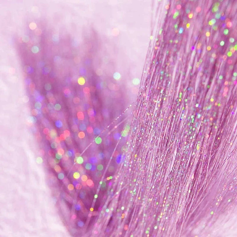 Colorful Glitter Hair Tinsel Kit Rainbow Hair Extensions for Braiding & Styling