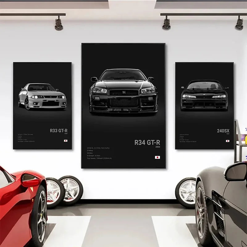 Car Wall Art Canvas Prints - Japan Super Sport Car Poster Wall Decor