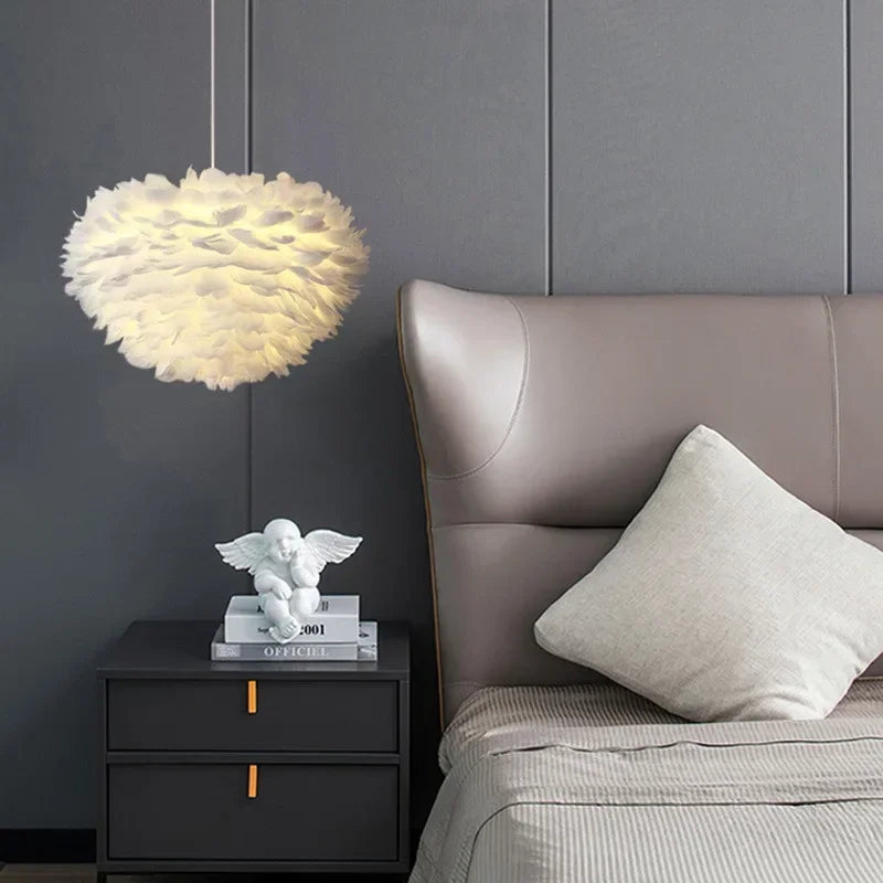 Feather Pendant Lights for Children's Bedroom Living Room - Chandelier Lighting